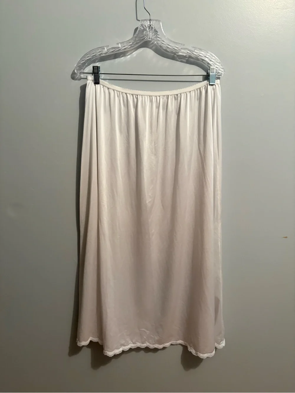 Vintage Shadow Line Women's White Elastic-Waist Skirt Slip Lace Midi 2X Plus - Picture 7 of 16